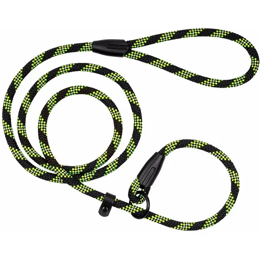 Поводок-удавка для собак Barksi Active (длина 183 см диаметр 7 мм) черно-салатовый - фото 1