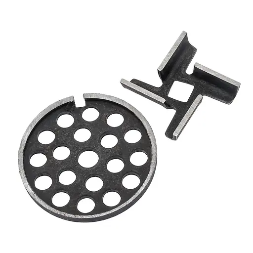 Комплект решетка в ручную мясорубку крупная (d наружн.=53 мм, d вн.=8 мм, отв=7 мм) и нож, ПААЗ 85749 - фото 2