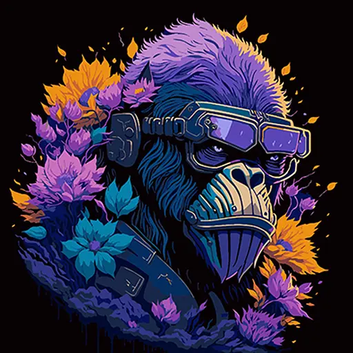 Набор для росписи Strateg Горилла в очках и цветочной красоте на черном фоне 40х40 см (AV4040-38) - фото 1