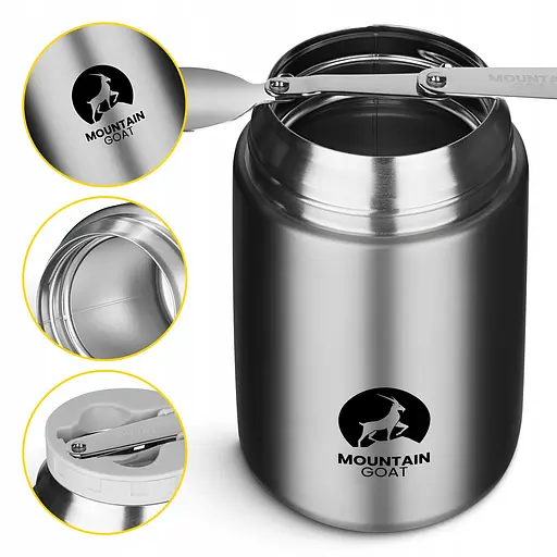 Термос для еды Mountain Goat 0.72 л с ложкой Silver (P-5905973406970) - фото 11