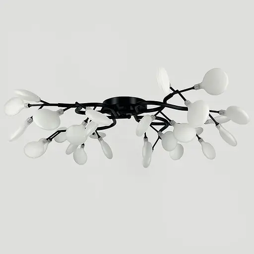 Люстра стельова з пелюстками на 28 ламп в чорному корпусі | Line F | Арт. N686/28C стельова BK FR - фото 5