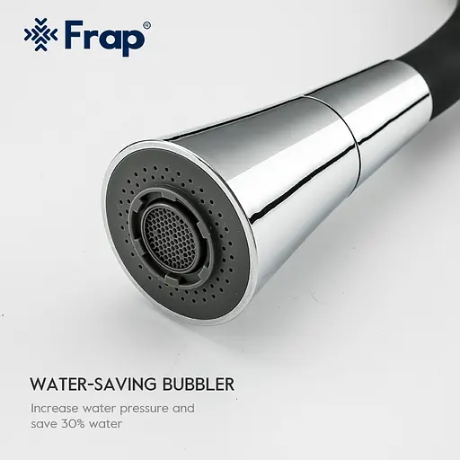 Змішувач для кухні Frap F4044 з гнучким виливом 2 режими чорний/хром Чорний матовий - фото 6