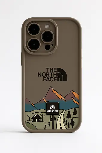 Чехол для iPhone 14 Plus матовый The North Face, защитный, коричневый - фото 1