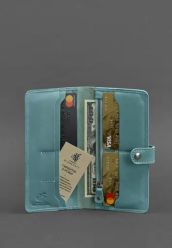Кожаное женское портмоне 7.0 бирюзовое - фото 3