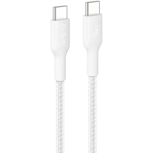 Belkin Кабель USB-C > USB-C зарядка/синхронизация 1м, 240Вт, Type-C, плетен, белый