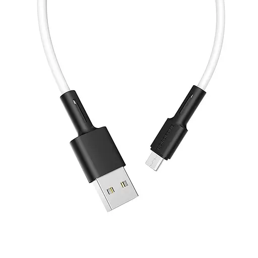 Кабель Borofone BX31 Soft silicone charging data cable for Micro білий - фото 3