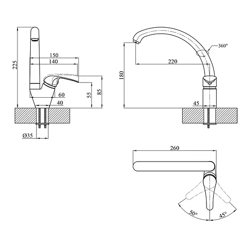 Змішувач для кухні Agua Leon-C032 (CV016442) - фото 6