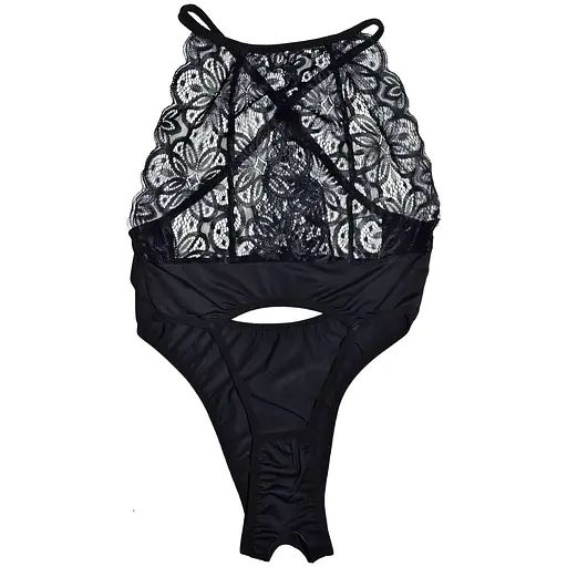 Боді еротичне з мережива та відкритим доступом S/M чорне - фото 5