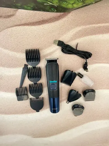 Чоловічий набір для стрижки та грумінгу VGR V-108 (10 в 1, База-органайзер). - фото 4