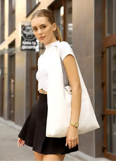 Женская сумка Sambag HOBO M белый 35 х 40 х 8 см (53200008) - фото 2