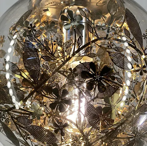 Підвісний світильник з прозорим плафоном кулею з флористичними мотивами Line.F Діаметр плафону 20 см - фото 6