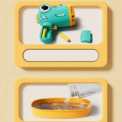 Пістолет для мильних бульбашок Dinosaur Bubble Gun з насадкою на 40 отворів 50ml Green - фото 7