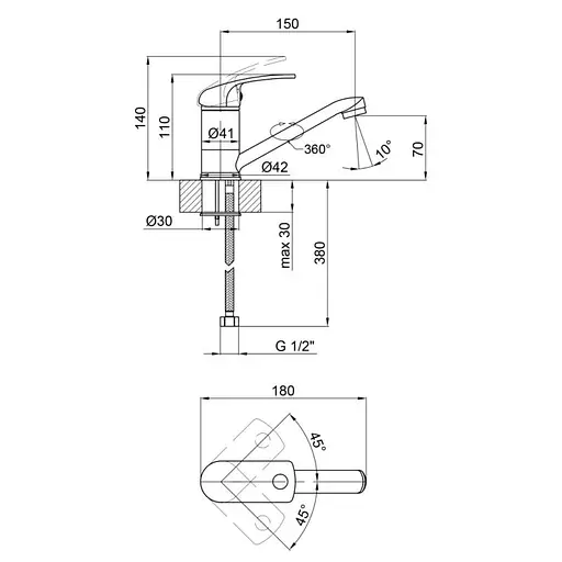 Смеситель для кухни Lidz (CRM) Mars 81 002M Хром - фото 2
