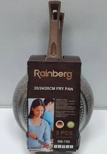 Набір сковорідок Rainberg RB-759 3 предмети 20/24/28 см алюміній мармурове покриття Бежевий - фото 2