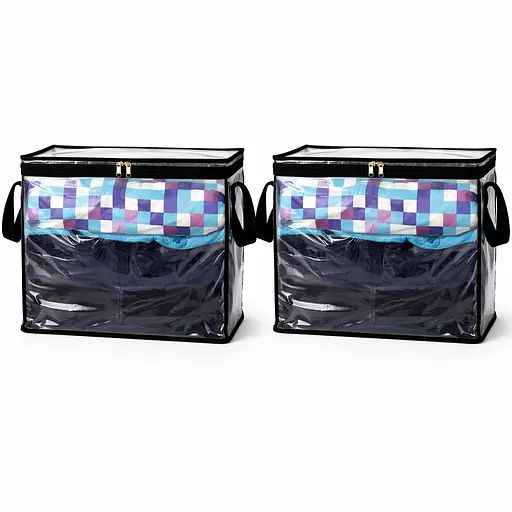 Набор больших прозрачных сумок ORGANIZE для вещей 2 шт (черный) - фото 1