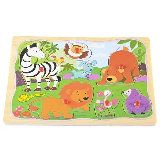 Игрушка для развития деревянный вкладыш Зверята IE114