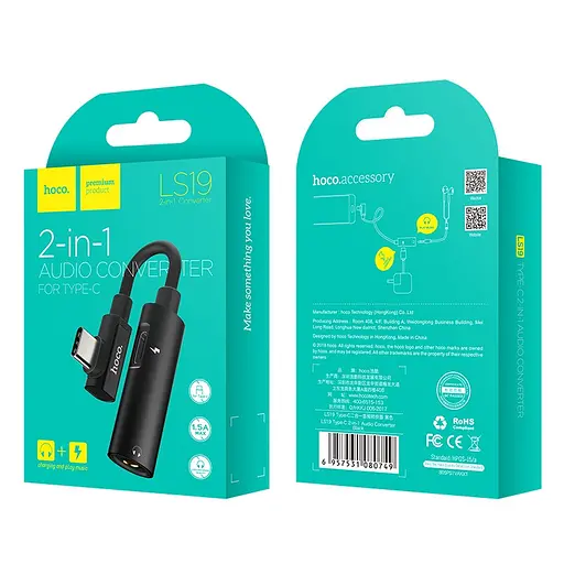 Перехідник Hoco ls19 type-c 2 в 1 audio conver - фото 4