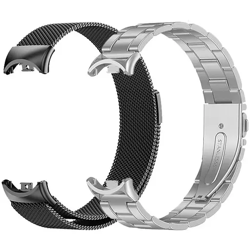 Комплект ремінці Tamister для фітнес-браслета Xiaomi Mi Band 8 та 9 Bead design Silver - Milanese design Black