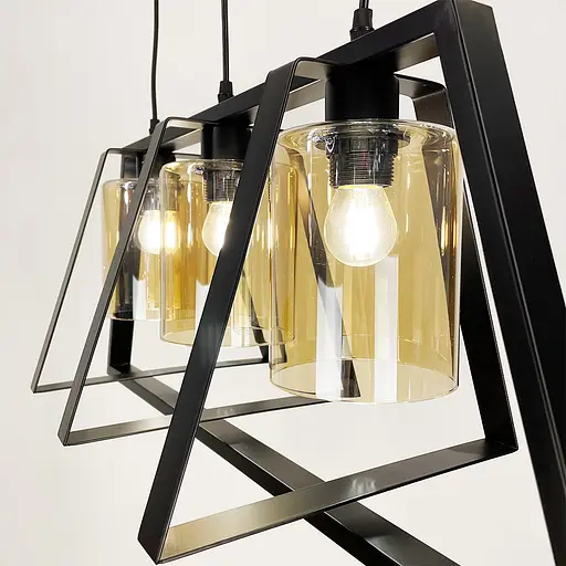 Люстра у трикутній формі корпусу чорного кольору із янтарними плафонами Line.F 11806/3 BK - фото 4