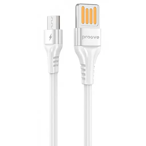 Кабель USB 2.0 AM - microUSB (5P), 1 м, білий, Proove "Double Way", 2.4A - фото 1