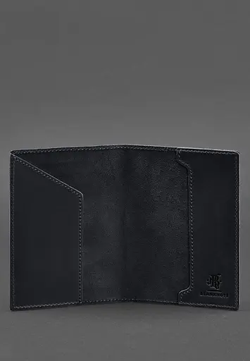 Кожаная обложка для паспорта с польским гербом темно-синяя Crazy Horse - фото 4