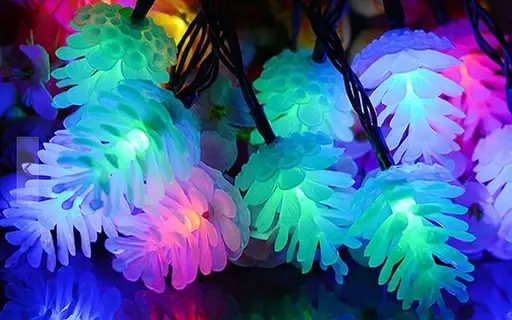 Гирлянда штора Шишки 150 led color 10 шишек 7см (медный провод) 3м х 1,5м Мульти - фото 3