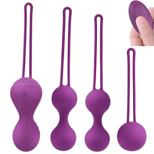 Набір вагінальних кульок I’MCUM Kegel Fit з віброкулькою та пультом управління Фіолетовий 4 шт (IM-KGE204)
