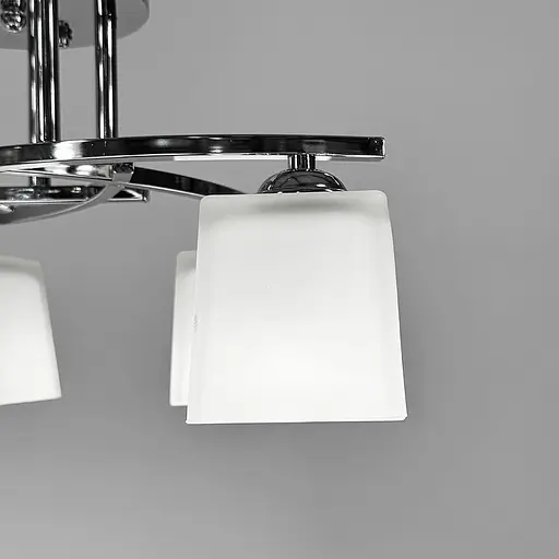 Стельовий хромований світильник на 3 білих плафони Ø 35 см | Арт. 91173/3B CH | Line F - фото 4