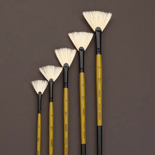 Пензель щетина віялова AMBER 2306FN №0 довга ручка Rosa - фото 3