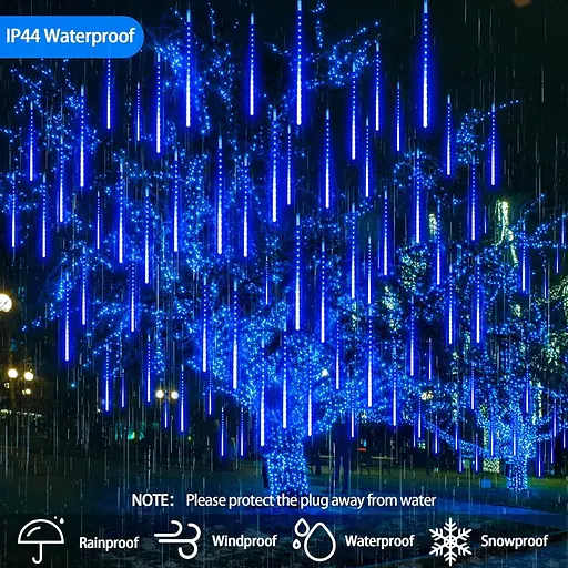 EEIEER Метеорные светодиодные огни, гирлянда 15,7 дюйма 10 трубок 320 светодиодов Рождественские метеорные огни Сосульки огни - фото 4