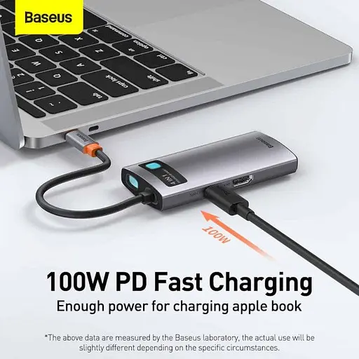 USB-хаб Baseus Metal Gleam Series 4-in-1 Multifunctional Type-C Hub Docking Station Gray (CAHUB-CY0G) [75254] - фото 9