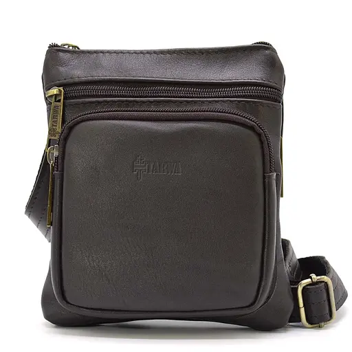 Кожаная мужская сумка через плечо TARWA 19х17х5 см sum0025704 - фото 3
