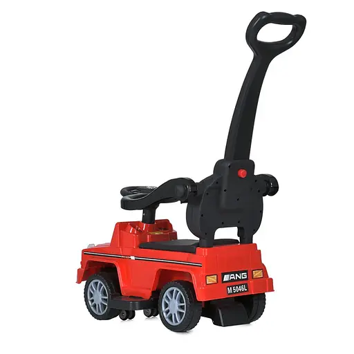 Дитяча каталка-толокар M 5046L-3 червоний, з батьківською ручкою - фото 2