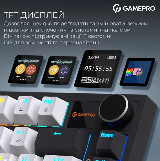 Клавіатура ігрова механічна GamePro MK-160-W-D Pro Wireless Hot-Swap Rainy Switch Black-White - фото 6