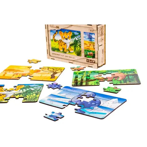 Деревянный детский пазл PuzzleOK 4 в 1 Дикие звери 80 элементов Puz-58714 - фото 3