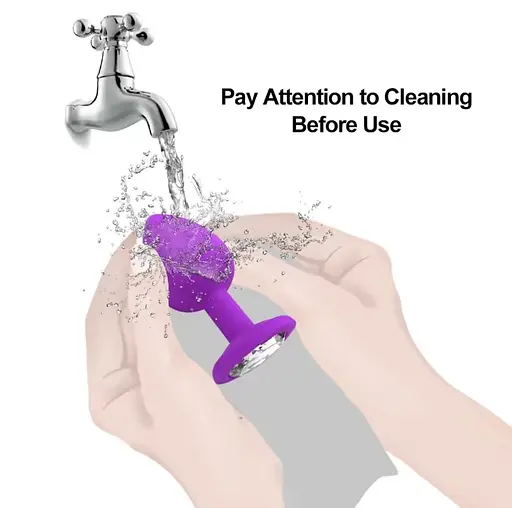 Анальная пробка с кристаллом, фиолетовая анальная пробка, анальная пробка со стразой маленькая S - фото 3