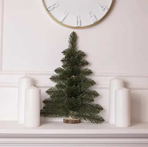 Новорічна декоративна настінна ялинка зелена Полонина 60 см на дерев'яній підставці Lugi SOK-M-V-1