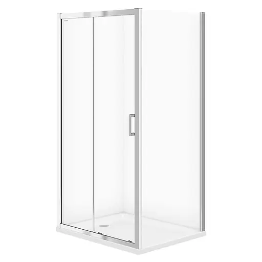 Душевая кабина Cersanit Basic 100x80 см прямоугольная раздвижная прозрачное стекло без поддона хром S158-006, прозрачный, хром - фото 1