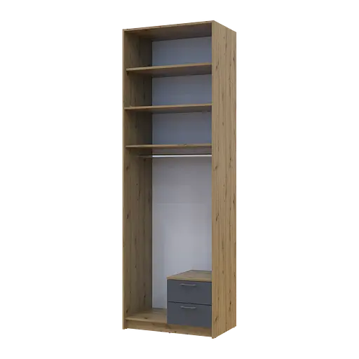 Шафа для одягу Doros Ронді з високою антресолею та дзеркалом Дуб Артізан/Графіт 2 ДСП 82х52х260 (42005189) - фото 3