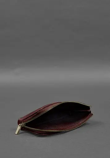 Кожаный портмоне-купюрник на молнии 14.0 бордовый - фото 6