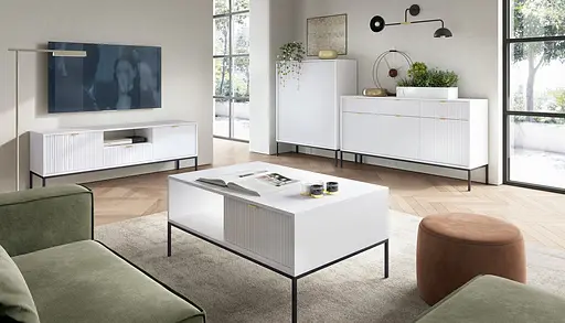 Комод высокий Perfect Home Новая/Nova 2-дверный с черными ножками K104 Белый (PFH-091232) - фото 8