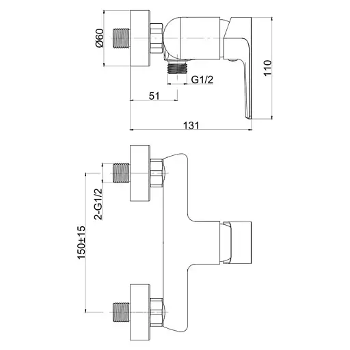 Змішувач для душу Cersanit Suaro S951-239 одноважільний Хром 30412 - фото 2