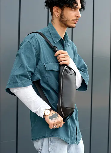 Мужская сумка через плечо бананка Sambag Holster MSH черная 36×14×4 см (87113001m) - фото 6