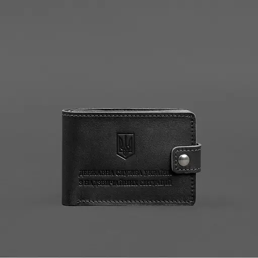 Кожаная обложка-портмоне на удостоверение ГСЧС черная - фото 7