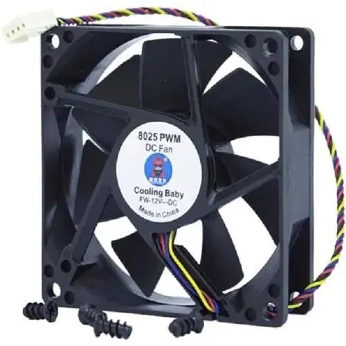 Вентилятор 80 мм Cooling Baby чорний 80х80х25 мм 500-2300 об/хв 17.6-31.3 дБ 12V/0.3A 4-pin PWM (8025 PWM) - фото 1