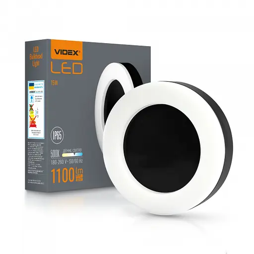 LED светильник ART IP65 круглый VIDEX 15W 5000K Black - фото 1