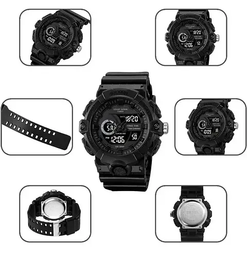 Часы мужские наручные спортивные Skmei 2225 с комбинированным циферблатом (Черный с черным) - фото 6