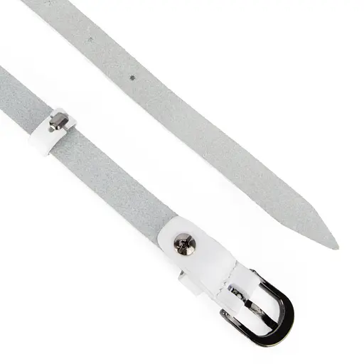 Ремінь шкіряний жіночий SF-1505 вузький білий під сукню (125 см) - фото 4