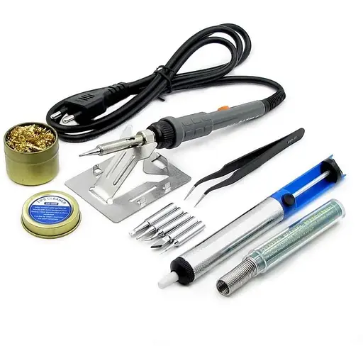 Паяльный набор WEP 947-II: паяльник 60W, рег. t 200-450 гр C, жала 900M 6 шт., инструменты и расходники в кейсе