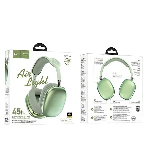 Навушники Hoco W35 Air Triumph BT headphones | BT5.3, AUX / TF, 45h | green - фото 2